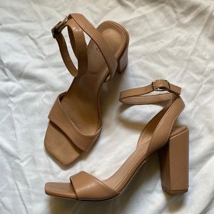 Chunky nude heels